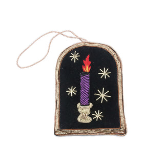 Suspension brodée - Cadre bougie